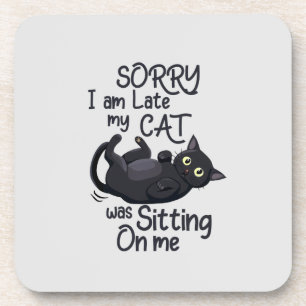 Dessous-de-verre Désolé, je suis en retard - Règles pour chats !