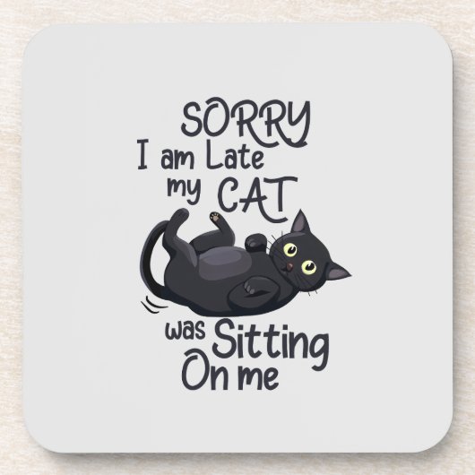 Dessous-de-verre Désolé, je suis en retard - Règles pour chats ! (Devant)