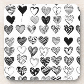 Dessous-de-verre Dessin adorable de Black Heart Scribble (Devant)