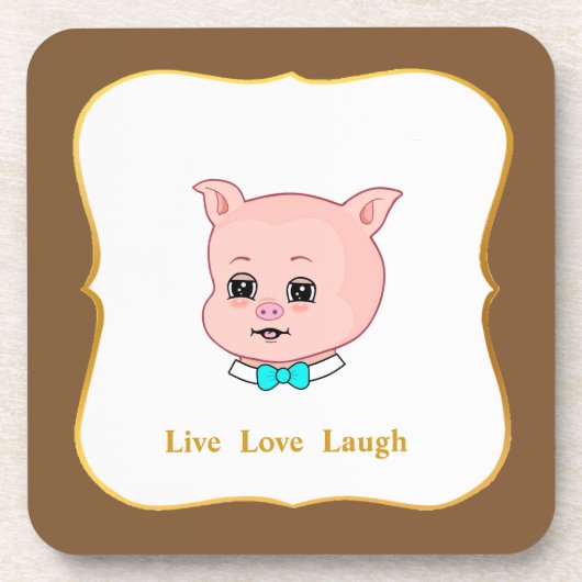 Dessous-de-verre Dessin animé de cochon mignon (Devant)