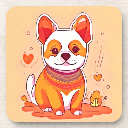 Dessous-de-verre Dessin animé de Corgi mignon (Devant)
