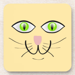 Dessous-de-verre Dessin animé visage drôle de chat-29034