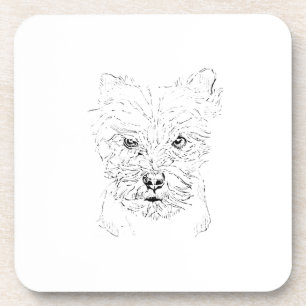 Dessous-de-verre Dessin au trait minimaliste de Yorkshire Terrier