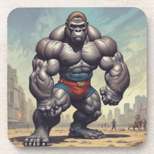 Dessous-de-verre Dessin d'art pop de Gorilla Bodybuilder (Devant)