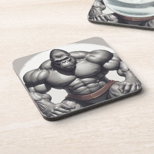 Dessous-de-verre Dessin d'art pop de Gorilla Bodybuilder (Côté gauche)