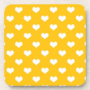 Dessous-de-verre Dessin de cœurs adorables jaune blanc