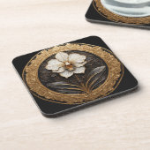 Dessous-de-verre Dessin élégant d'orchidée dorée (Côté gauche)