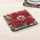 Dessous-de-verre Dessin floral orné de gemmes complexes (Côté gauche)