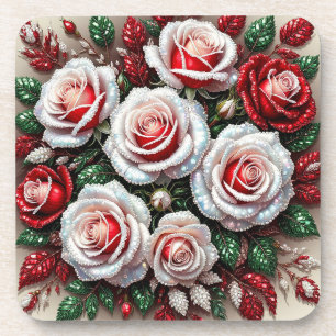 Dessous-de-verre Dessin floral orné de gemmes complexes