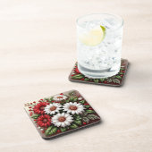 Dessous-de-verre Dessin floral orné de gemmes complexes (Côté Droit)