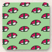 Dessous-de-verre Dessin Kawaii Sushi, Riz au poisson et boisson aux (Devant)