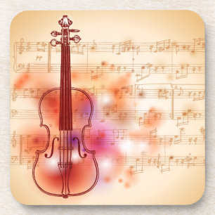 Dessous-de-verre Dessin sur l'arrière - plan d'aquarelle du violon