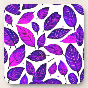 Dessous-de-verre Dessins Feuille vifs : Rose violet et bleu