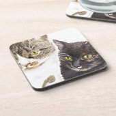 Dessous-de-verre Deux chats - tabby et tortie (Côté gauche)