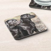Dessous-de-verre Deux chiens d'arrêt de Labrador noirs (Côté gauche)