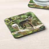 Dessous-de-verre Deux loups gris dans la forêt (Côté gauche)