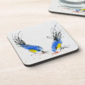 Dessous-de-verre Deux petits titmouses picotant le grain. (Côté gauche)