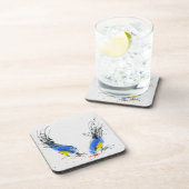 Dessous-de-verre Deux petits titmouses picotant le grain. (Côté Droit)