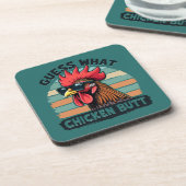 Dessous-de-verre Devinez quoi Cul de Poulet Drôle Rétro Coq (Côté gauche)