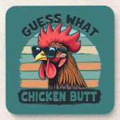 Dessous-de-verre Devinez quoi Cul de Poulet Drôle Rétro Coq (Devant)