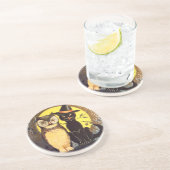 Dessous de verre d'Halloween Vintage Chat et Choue (Côté)