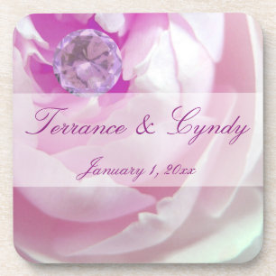 Dessous-de-verre Diamant dans un Rose rose Mariage personnel