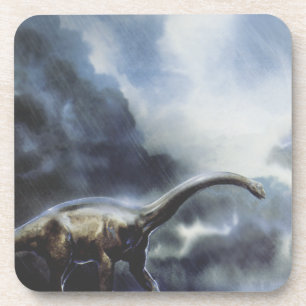 Dessous-de-verre Dinosaures vintage, Barapasaurus avec nuages d'ora