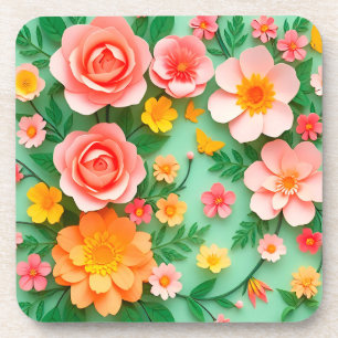 Dessous-de-verre Disposition de fleurs en papier coloré