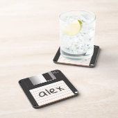 Dessous-de-verre Disques de disquettes rétro avec Étiquette pour di (Côté Droit)