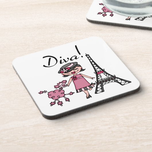 Dessous-de-verre Diva de cheveux noirs (Côté gauche)