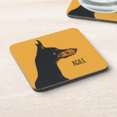 Dessous-de-verre Doberman jaune (Côté gauche)