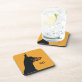 Dessous-de-verre Doberman jaune (Côté Droit)