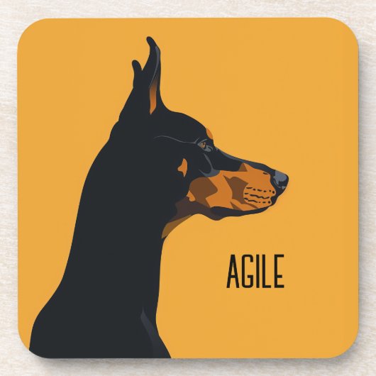 Dessous-de-verre Doberman jaune (Devant)