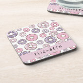 Dessous-de-verre Donuts Roses, Donuts Violets, Saupoudrages, Votre (Côté gauche)