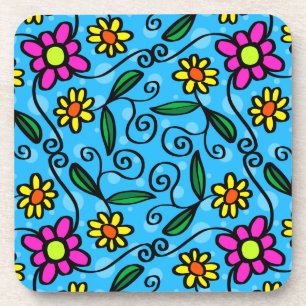 dessous de verre doodle fleurs