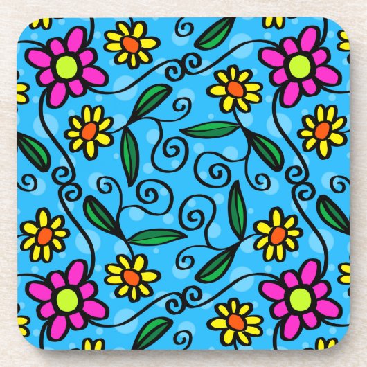 dessous de verre doodle fleurs (Devant)