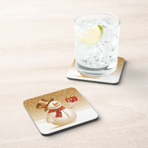 Dessous de verre d'or Noël Snowman (jeu de 4)