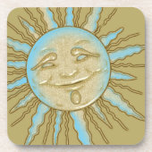 Dessous de verre d'or Soleil Bleu Souriant été (Devant)