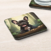 Dessous-de-verre 😍Douce petite Frenchie chiot dans une forêt (Côté gauche)