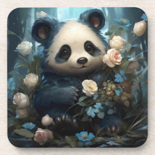 Dessous-de-verre Doux Ours De Panda Chez Les Roses De La Jungle