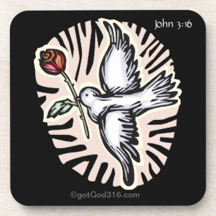 Dessous-de-verre Dove avec un rose gotGod316.com