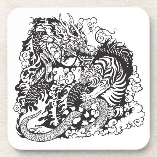 Dessous-de-verre dragon and tiger figfigting (Devant)