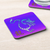 Dessous-de-verre Dragon bleu chinois sur les casseroles de boisson  (Côté gauche)