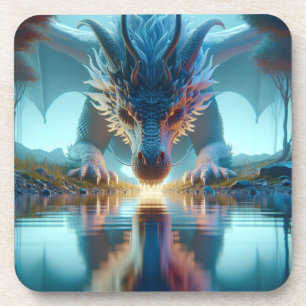 Dessous-de-verre Dragon Bleu Mystique Reflection dans l'eau