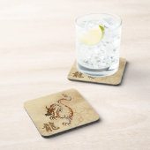 Dessous-de-verre Dragon chinois de cuivre sur Faux Parchment (Côté Droit)