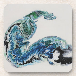 Dessous-de-verre « Dragon dans les vagues – Énergie océanique abstr