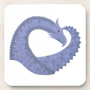 Dessous-de-verre Dragon de coeur gris bleu sur blanc