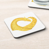 Dessous-de-verre Dragon de coeur jaune sur blanc (Côté gauche)