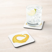 Dessous-de-verre Dragon de coeur jaune sur blanc (Côté Droit)
