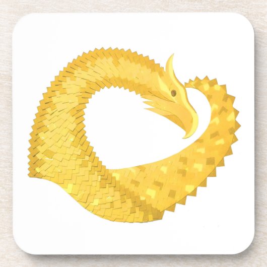 Dessous-de-verre Dragon de coeur jaune sur blanc (Devant)